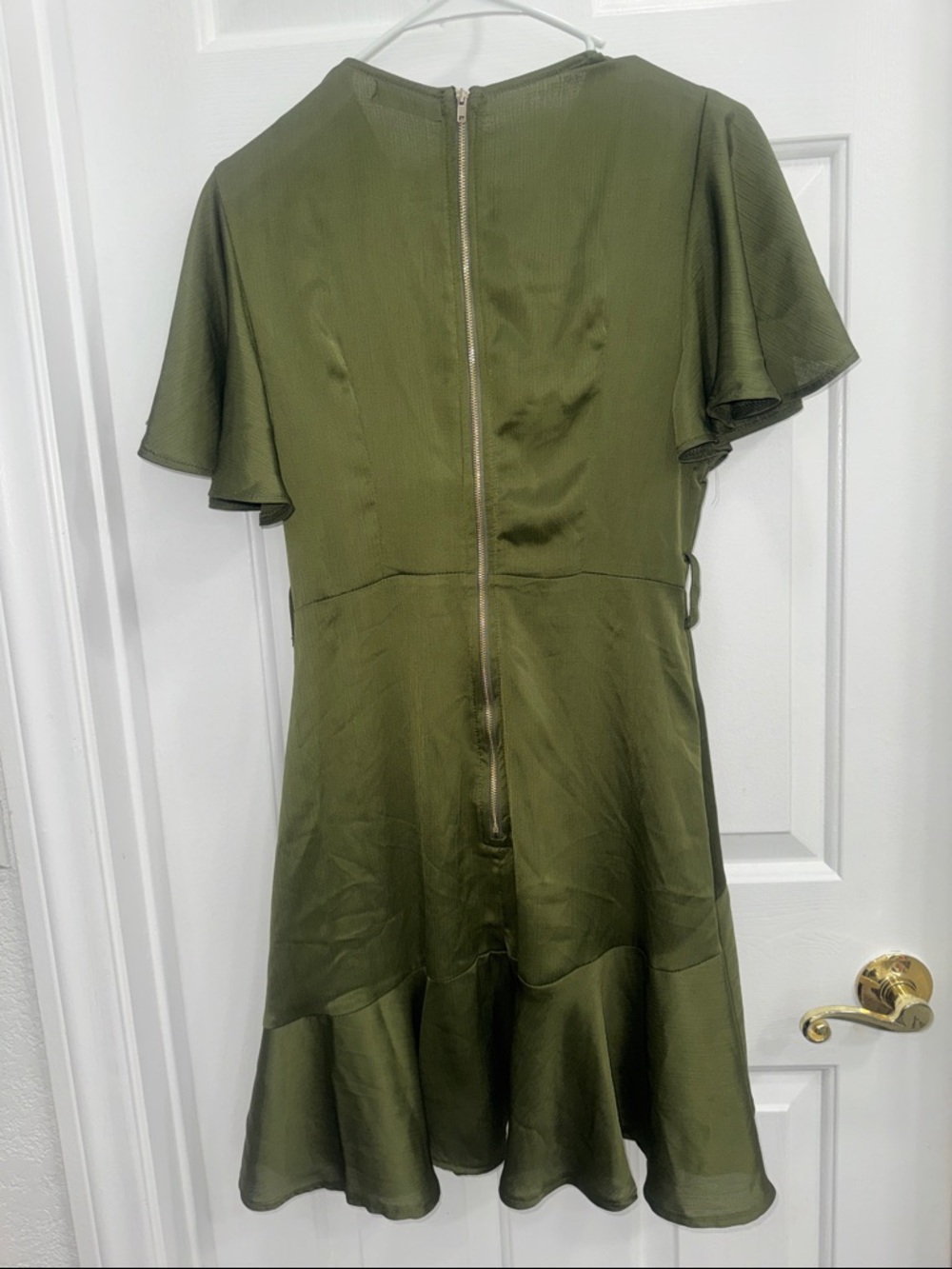 Pilgrim Olive Green Ruffle Wrap Mini Dress - Picture 5 of 5